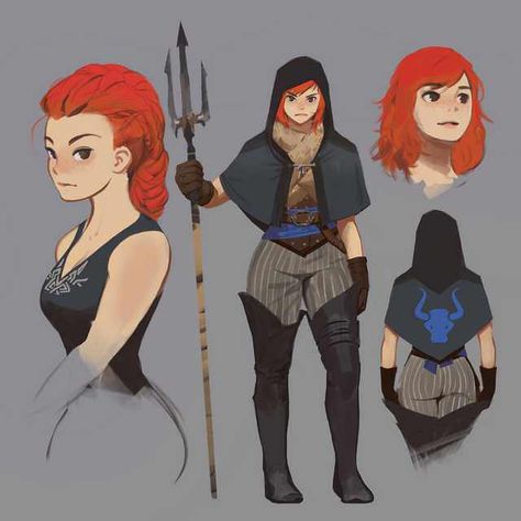 RPG Character References (300+ images) - Imgur Mingchen Shen, Girl With Red Hair, Drawing Of A Girl, V Model, Heroic Fantasy, Character References, Fantasy Inspiration, Female Character Design, Character Design References