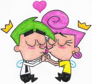 Cosmo and Wanda Kissing by nintendomaximus Cosmo Wanda, Kiss On The Cheek, Sugar Skull Artwork, Cosmo And Wanda, Fairly Oddparents, The Fairly Oddparents, Cartoon Cosplay, Fairly Odd Parents, Odd Parents