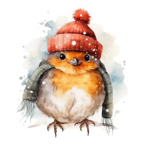 12 Robin in Wool Hat Clipart, Christmas Robin, Printable Watercolor Clipart, High Quality Jpgs, Digital Download, Paper Craft, Junk Journal - Etsy Hat Clipart, Christmas Robin, Illustration Noel, Clipart Christmas, Holiday Illustrations, Christmas Illustration, Christmas Clipart, Christmas Images, Christmas Watercolor