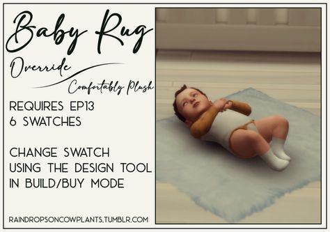 Growing Together Baby Rug Override (Part 4: Comfortably Plush) | CloverCollector on Patreon Baby Rug, Sims Baby, Growing Together, The Sims 4 Packs, Sims 4 Game Mods, Baby Rugs, Sims Four, Sims Hair, Sims 4 Cas