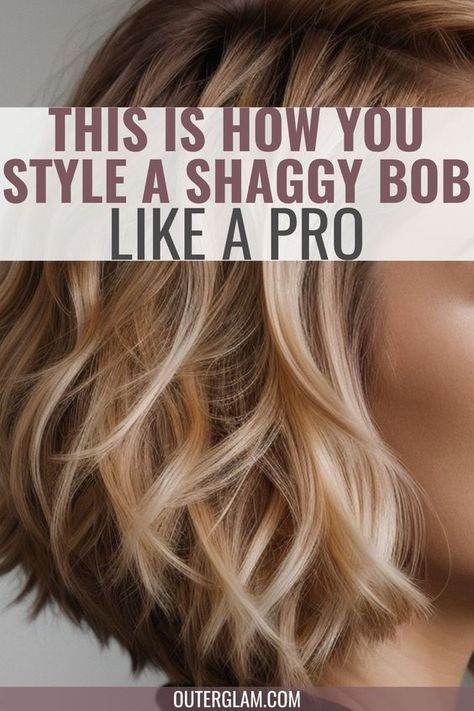 Whether you're aiming for that effortless shaggy bob look or simply seeking some hair inspiration, this article is for you. If you wish to learn the art of styling a shaggy bob like a pro, this is the information you need. Discover expert tips and step-by-step guidance to master the chic and trendy shaggy bob hairstyle. Color Ideas For Short Hair Bobs, Shaggy Bob With Fringe Fine Hair, Styling A Messy Bob, How To Style A Messy Bob Hair Tutorials, Styling Shaggy Hair How To, Shaggy Bob For Fine Wavy Hair, Stepped Bob Hairstyles, Medium Shaggy Bob Hairstyles, Bob For Wavy Fine Hair