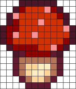 Kandi Patterns - View User Pearl Beads Pattern, Easy Perler Beads Ideas, Pixel Art Templates, Pattern Maker, Perler Bead Templates, Red Mushroom, Diy Perler Bead Crafts, Pixel Art Grid, Kandi Patterns