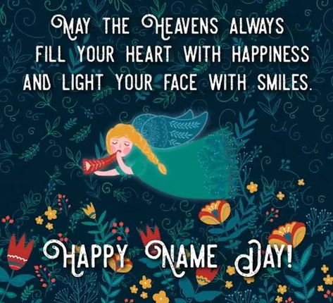 Happy Name Day! https://emilycartoons.com/ Happy Names Day, Happy Nameday, Happy Name Day Card, Happy Girl Friends Day, Happy Name Day Wishes, Happy Birthday Mermaid Images, Name Day Wishes, Birthday Wishes With Name And Photo, Beautiful Friend Quotes