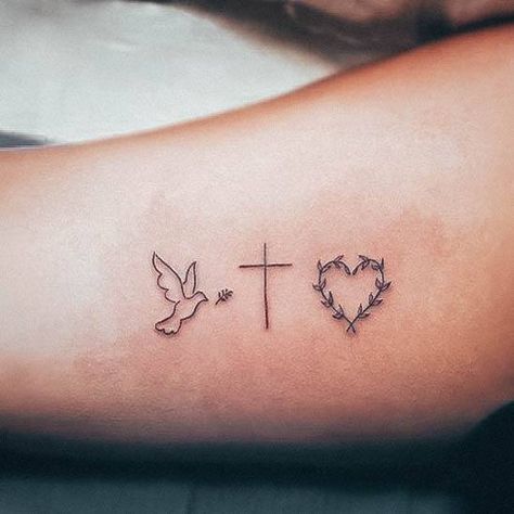 Top 100 Best Religious Tattoos For Women - Spiritual Design Ideas No Fear In Love Tattoo, Tiny Side Wrist Tattoos For Women, What God Has Joined Together Tattoo, Armor Of God Tattoo For Women Faith, Biblical Sister Tattoo, Small Kids Name Tattoos For Women, Dainty Faith Based Tattoos, Fine Line Religious Tattoo, Two Turtle Doves Tattoo