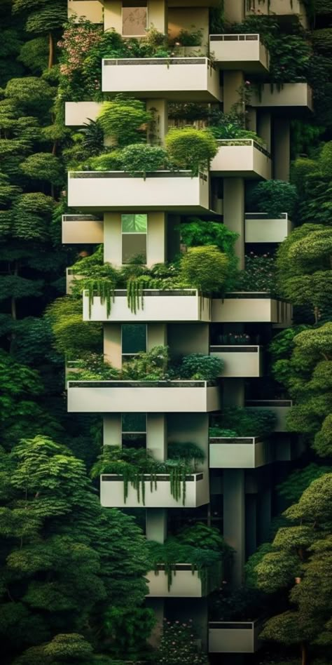 Prompt: architectures with green plants, constructivism style --ar 1:2 #ai #midjourneyart #city #modern Brutalist Modern Houses, Modern Green Architecture, Plant City Aesthetic, Eco Brutalism Architecture, Biological Architecture, Green Architecture Aesthetic, Eco City Concept, Planet Diy, Green Building Concept