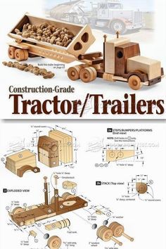 Wooden Toy Plans Des Wooden Toy Plans, Kids Woodworking Projects, Wooden Toys Design, Wooden Toy Trucks, Wood Toys Plans, Trailer Plans, Wooden Truck, Wooden Toys Plans, Sleeping Bear