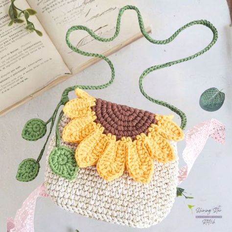 Sunflower Purse, Cosy Crochet, Crocheted Purse, Crochet Free Patterns, Pola Amigurumi, Crochet Shop, Crochet Design Pattern, Pola Sulam, Haken Baby