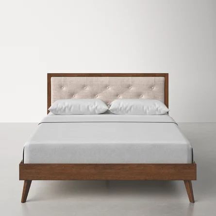 AllModern Rayford Tufted Low Profile Platform Bed | Wayfair Wood And Upholstered Bed Master Bedrooms, Wood And Upholstered Bed, Best Online Furniture Stores, Tufted Platform Bed, Platform Bed With Headboard, Low Profile Platform Bed, Solid Wood Platform Bed, Padded Headboard, Inspire Me Home Decor