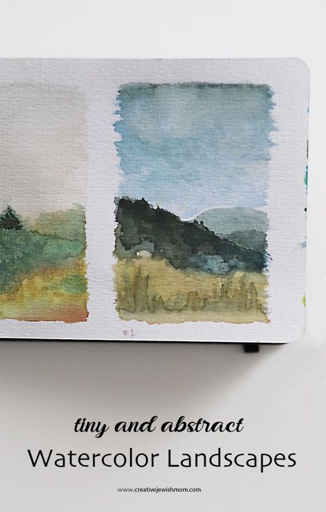 Quick Watercolor Landscape, Miniature Watercolor Paintings Easy, Layered Watercolor Paintings, Small Watercolour Painting Ideas, Tiny Watercolor Paintings Simple, Small Watercolor Landscapes, Watercolour Inspiration Abstract, Watercolor Art Paintings Easy, Watercolor Art Landscape Simple