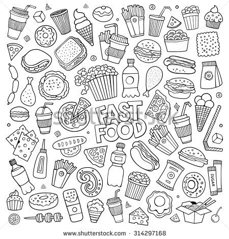 Food Doodles Hand Drawn, Doodles Hand, Food Doodles, Food Coloring Pages, 귀여운 음식 그림, Hand Symbols, Cartoon Doodle, 그림 낙서, Doodle Cartoon