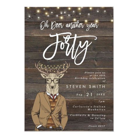 Oh deer rustic wood lights 40th birthday invitation #Ad , #Ad, #lights#birthday#wood#Shop Light Wood Background, Wood Lights, 21st Birthday Invitations, 60th Birthday Invitations, 30th Birthday Invitations, 50th Birthday Invitations, 40th Birthday Invitations, Boho Birthday, Boho Modern