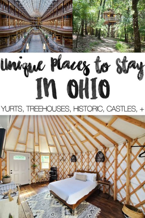 Unique Ohio Accommodation options Romantic Getaways In Ohio, Ohio Vacation Ideas, Ohio Weekend Getaways, Bachelorette Locations, Ohio Adventures, Ohio Getaways, Ohio Vacations, Unusual Hotels, Christmas Getaways