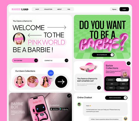 Barbie Generator Website by Izmahsa for Bolddreams on Dribbble 3d Branding, Character Web, Barbie Website, Web Design Illustration, Barbie Car, Ui Ux App, App Store Google Play, Dress Up Dolls, School Project