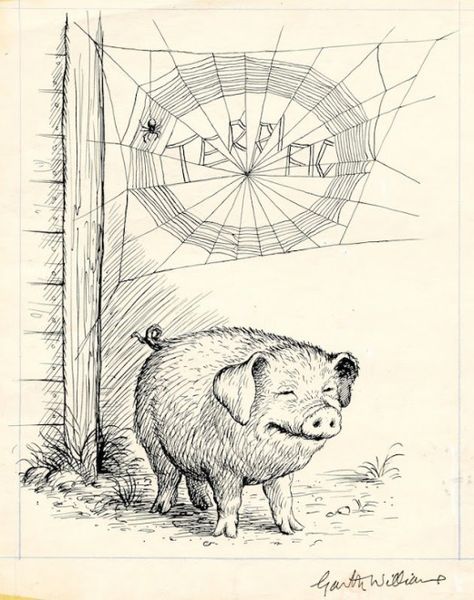 Garth Williams, illustrazione per Charlotte's web, via http://flavorwire.com/260278/garth-williams-gorgeous-original-illustrations-for-charlottes-web Charlotte’s Web, Garth Williams, Charlotte's Web, Childhood Books, Spider Webs, Children's Literature, Childrens Illustrations, Manado, Children's Book Illustration