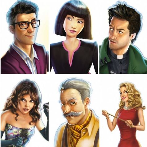 Cluedo characters Cluedo Characters, Board Game Characters, Cluedo Board, Clue Costume, Clue Game, Clue Board Game, Movie Night Ideas, Mrs White, Clue Games