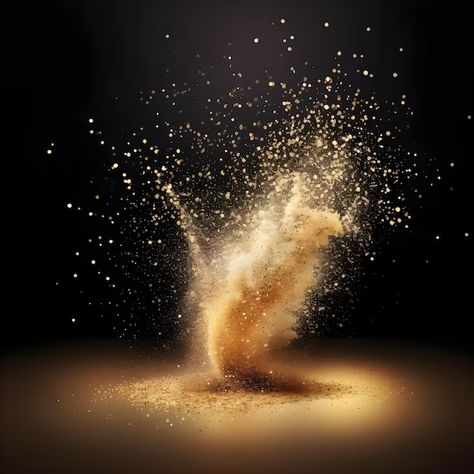 Pressranya | Freepik Dust Explosion, Black Background With Gold, Digital Advertising Design, Colour Splash, Gold Dust, Brown Colour, Digital Advertising, Advertising Design, Black Background