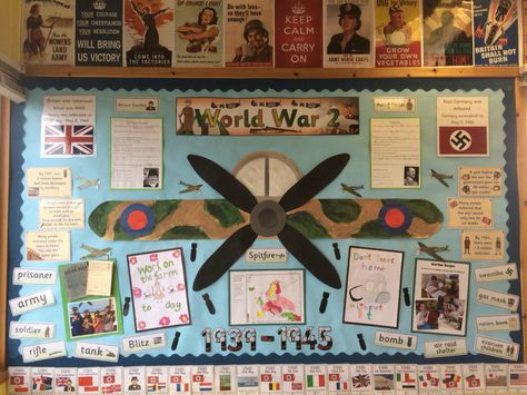 World War II topic display board Ww2 Display Ks2, Ww1 Display, Ks2 Display, Reading Corner Classroom, World History Classroom, Number The Stars, Topic Ideas, Class Displays, Notice Boards