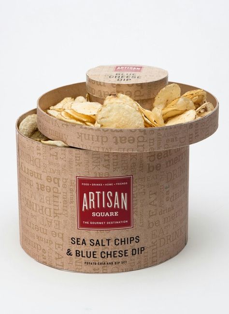 Artisan chips and dip set Dip Dip, Chip Packaging, Packaging Snack, Chip And Dip Sets, Gourmet Foods, Chip Dip, Box Packaging Design, Chocolate Packaging, Specialty Foods