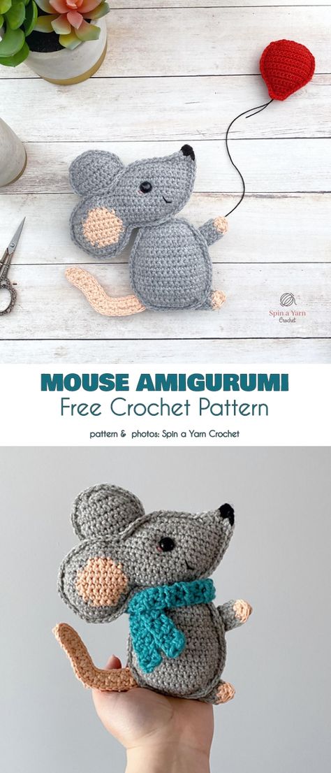 Mouse Amigurumi Free Crochet Pattern Mouse Amigurumi, Amigurumi For Beginners, Crochet Mouse, Crochet Animals Free Patterns, Your Crochet, Crochet Animal Patterns, How To Start Knitting, Crochet Applique, Amigurumi Free