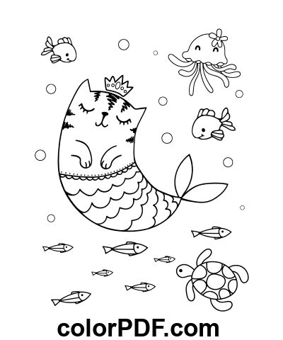 #cat #kitty #mercat #mermaid Cat Mermaid Birthday, Cat Mermaid Tattoo, Kitty Mermaid, Mermaid Cat Coloring Page, Mermaid Coloring Book For Kids, Mermaid Coloring Book, Mermaid Cat, Kitty Drawing, Mermaid Coloring Pages