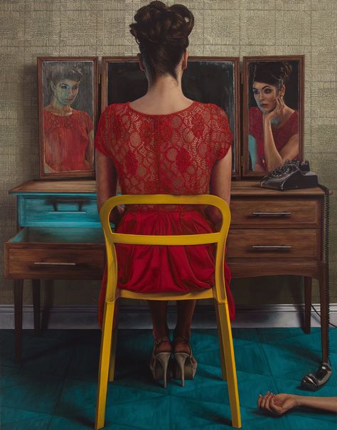 Ian Cumberland... | Kai Fine Art Ian Cumberland, Irish Painters, Mirror Illustration, Reflection Painting, Surreal Scenes, Amazing Paintings, Pose References, Mirror Painting, Figurative Painting