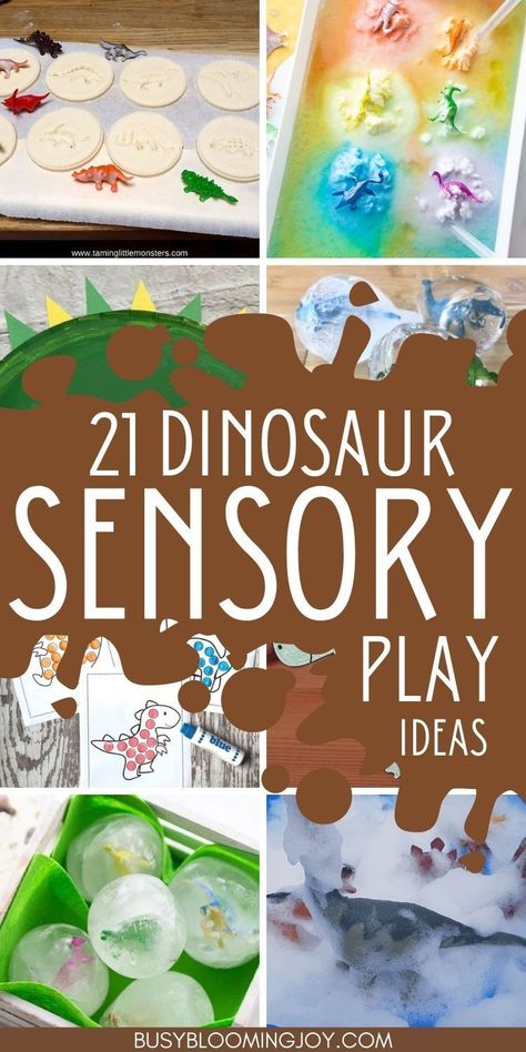 Easy Dino Activities, Dinosaur Experiences Preschool, Outside Fine Motor Activities, Diy Dinosaur Sensory Bin, Dinasour Sensory Bins, Frozen Dinosaur Eggs Sensory Play, Sensory Playdough Ideas, Preschool Dinosaur Science Activities, Dino Lessons Preschool