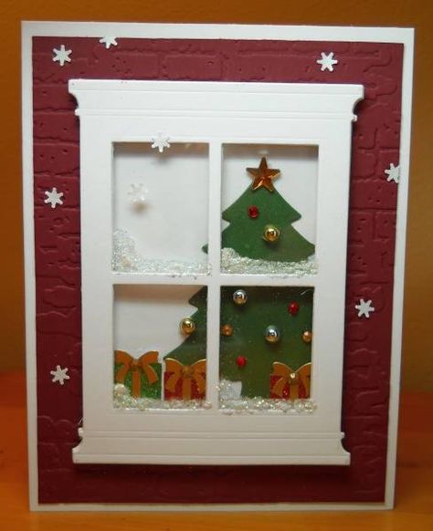 Looking Inside by susanbri - Cards and Paper Crafts at Splitcoaststampers Christmas Card Stock Crafts, Sizzix Christmas Cards 2022, Christmas Window Cards, Valentine Craft Ideas, Sparkle Texture, Inside Window, Valentine Craft, Christmas Card Inspiration, Window Cards