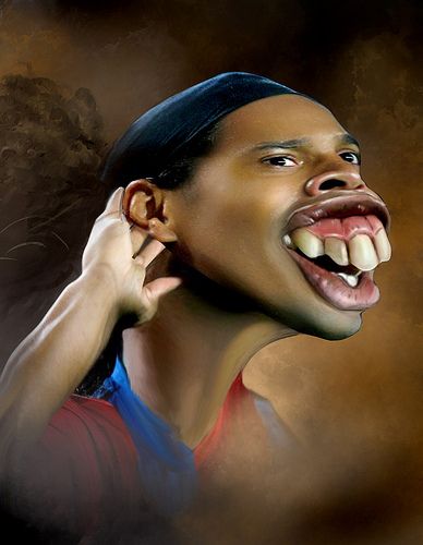 RONALDINHO | by simpli58 Comedy Images, Funny Faces Images, Funny Face Drawings, Funny Face Photo, Funny Artwork, Funny Emoji Faces, Funny Caricatures, Celebrity Caricatures, Weird Images