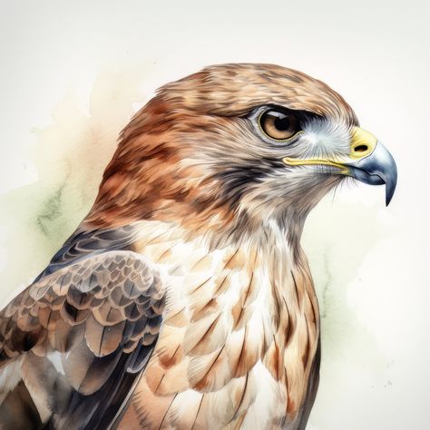 Hawk Drawing, Hawk Painting, Redtail Hawk, Hawk Art, Animal Digital Art, Falcon Art, Portrait Watercolor, Art Watercolor Painting, World Of Art