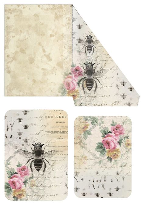 Journal Pockets And Tucks, Bee Junk Journal, Steampunk Scrapbook, Junk Journal Printables, Bee Tags, Journal Pockets, Scrapbook Printables Free, Handmade Journals Diy, Card Making Embellishments