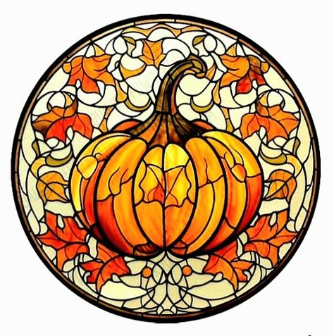 Stained Glass Pumpkin, Pumpkin Wallpaper, Halloween Mantle, Decorative Stand, Dragonfly Art, Stained Glass Flowers, Halloween Painting, Round Wreath, Glass Pumpkins