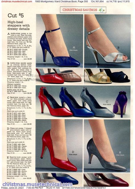 1985 Montgomery Ward Christmas Book, Page 300 - Catalogs & Wishbooks 80s Shoes 1980s Style, 1985 Fashion, 80s Heels, 1980s Trends, 80s Fits, Vintage Dress Outfit, 1980s Shoes, 1980’s Fashion, 80s Shoes