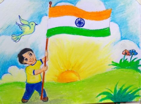 Kargil Vijay Diwas Drawing, Blend Oil Pastels, Independence Day Drawing Ideas, Drawing Ideas For Kids Easy, How To Draw Fireworks, Drawing Topics, Independence Day Drawing, God Wallpaper, Independence Day Images