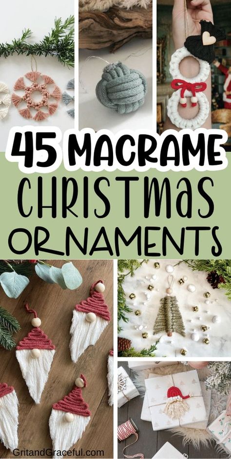 Hey there, I’ve handpicked some amazing super easy macrame Christmas ornament ideas that will add a cozy and festive touch to your holiday decor. They’re absolutely perfect for creating that cozy and welcoming vibe! And you know what? These ornaments aren’t just beautiful, they’re super stylish too! You can easily make and hang them on your tree this year. Macrame Holiday Ornaments, Diy Macrame Christmas Tree Ornament, Wooden Bead Garland Decor Ideas Christmas, Macrame Ornaments Christmas Diy, Macrame Christmas Ornaments Patterns, Macrame Angel Ornament Tutorial, Macrame Christmas Knomes, Winter Macrame Ideas, Easy Macrame Gifts