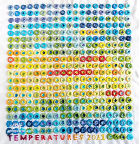 Temperature Embroidery, Temperature Tracker, Rose Stitch, Temperature Chart, Temperature Blanket, Data Tracking, Creative Textiles, Pattern Template, Embroidery Template