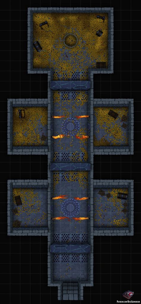 Gold Vaults (14x30) Public | Patreon Desert Map, Gold Vault, Gold Map, Dnd World Map, Battle Map, Fantasy Town, Dungeons And Dragons 5e, Tabletop Rpg Maps, Dungeon Maps