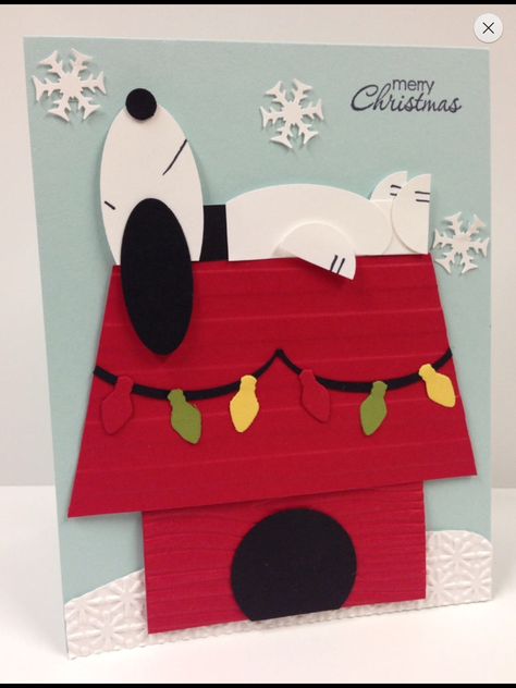 Snoopy Paper Punch Art, Punch Art Cards, Christmas Punch, Homemade Christmas Cards, Snoopy Christmas, Diy Christmas Cards, Punch Art, Punch Cards, Card Christmas