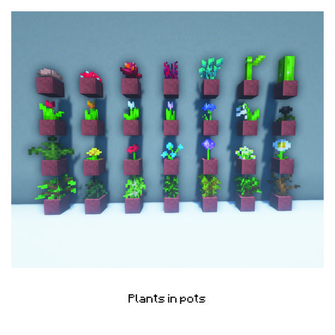 Plant Decor Minecraft, Minecraft Potted Plant Ideas, Minecraft Potted Plant, Hanging Plants Minecraft, Minecraft World Decorations, Plants In Minecraft, Flower Pot Minecraft, Minecraft Plant Ideas, Minecraft Plant Decor