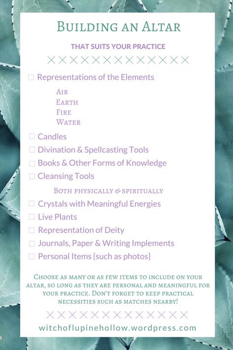 Building An Altar Checklist Building An Altar, Witch Checklist, Altar Building, Build An Altar, Spiritual Corner, Divine Knowledge, Shadow Book, Sacred Space Altar, Candles Crystals