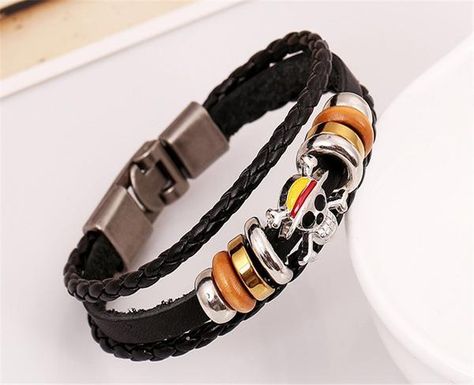 One Piece Store Luffy Costume, Pirate Bracelet, Pirate Logo, Luffy Cosplay, One Piece Merchandise, Skull Accessories, Bracelet Couple, Vintage Charm Bracelet, Skull Logo