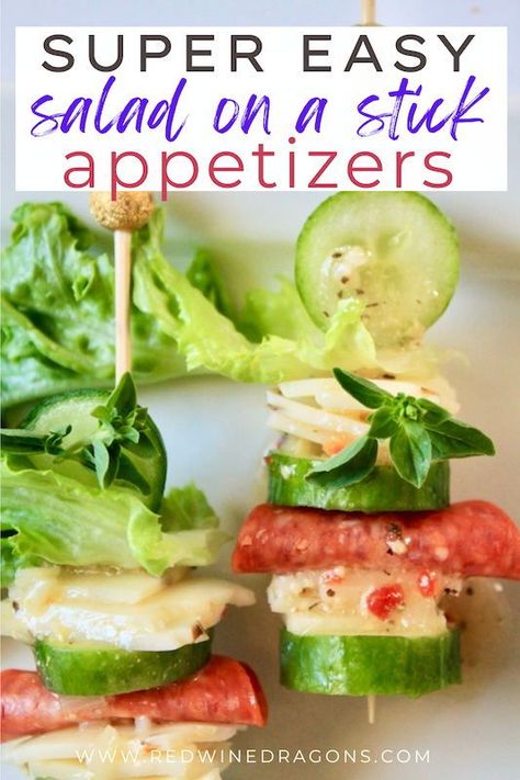 Cucumber Skewers, Caesar Bar, Watermelon Appetizer, Finger Appetizers, Salad On A Stick, Antipasto Appetizer, Cocktail Party Appetizers, Toothpick Appetizers, Skewer Appetizers