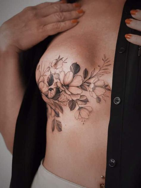 See These 21 Mastectomy Tattoos Mastectomy Tattoos For Women, Double Mastectomy Scar Tattoo, C Section Scar Tattoo, Lower Hip Tattoos, Mastectomy Scar Tattoo, Tattoo Breast, Mastectomy Scars, Mastectomy Tattoo, Hip Thigh Tattoos