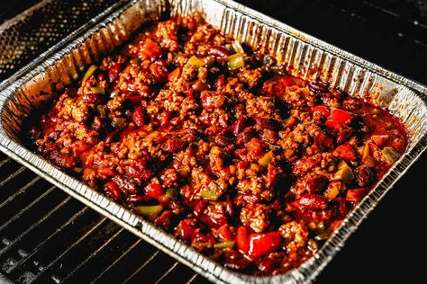 Over the Top Chili Recipe Smoked Over The Top Chili, Smoked Ground Beef, Over The Top Chili, Smoked Chili Recipe, Top Chili Recipes, Beef Paprika, Pulled Pork Chili, Pellet Smoker Recipes, Beef Barbecue