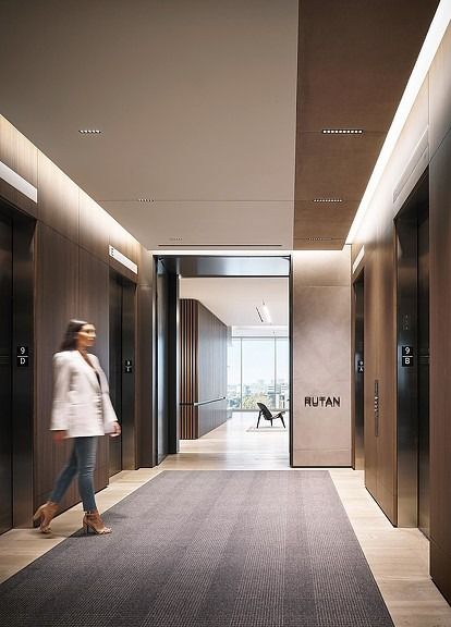 Rutan & Tucker | Projects | Gensler Lobby Ceiling Design, Office Lobby Interior, Lift Lobby Design, Elevator Lobby Design, Legal Office, Lobby Designs, Elevator Lobby, Build Design, Lobby Interior Design