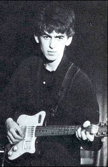 George Harrison with his Jolana Futurama/Graziosa, his first solid-body guitar. Happy Birthday George, The Quarrymen, Beatles George Harrison, Beatles George, Beatles Photos, John Lennon Beatles, The Quiet Ones, Beatles John, Teddy Boys