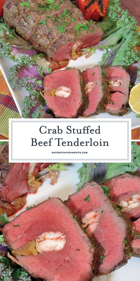 Stuffed Beef Tenderloin, Stuffed Shells Beef, Stuffed Beef, Cooking Beef, Beef Tenderloin Recipes, Beef Meals, Crab Stuffed, Beef Fillet, Tenderloin Recipe