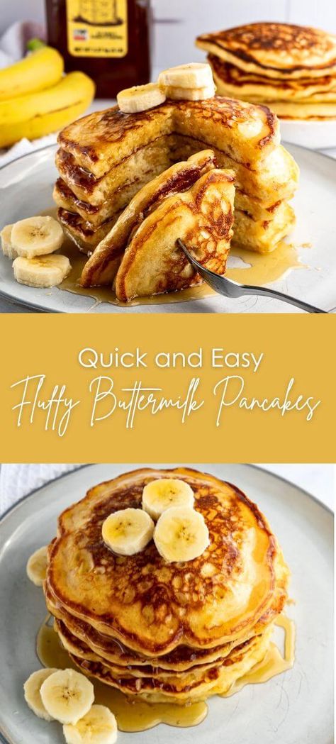 Quick and Easy Fluffy Buttermilk Pancakes Breakfast Starters, Buttermilk Pancakes From Scratch, Buttermilk Pancake Recipe, Fluffy Buttermilk Pancakes, Crockpot Christmas, Breakfast Cakes, Homemade Pancake Mix, Pancake Party, Buttermilk Pancakes Fluffy