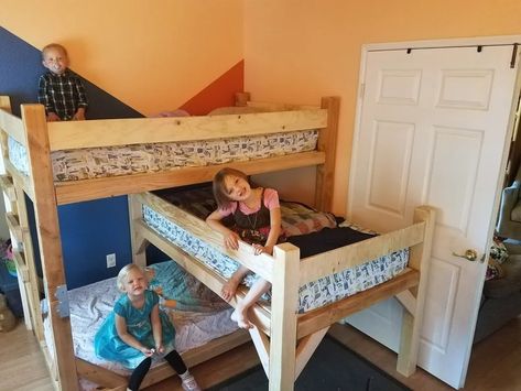 Children's Triple Bunk Bed : 20 Steps (with Pictures) - Instructables Triple Bunk Beds Plans, Building A Bed, Bunk Bed Plan, Bunk Bed Plans, Triple Bunk Beds, Triple Bunk Bed, Bottom Bunk, Triple Bunk, Built In Bed