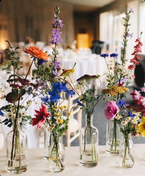 Wildflowers Centerpieces, Wedding Shower Ideas, Wildflower Centerpieces, Round Wedding Tables, Wildflower Decor, Wildflower Wedding Theme, Wildflower Baby Shower, Wedding Table Flowers, 2022 Wedding