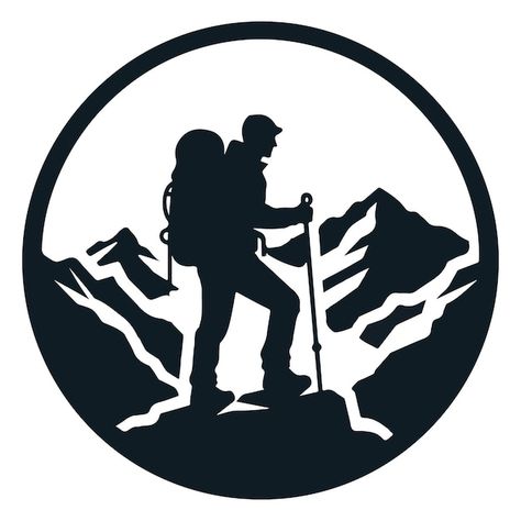 Travel Logo Ideas, Mountaineering Logo, Adventure Silhouette, Camper Graphics, Climbing Logo, Logo Camping, Travel Logos, Mountains Logo, Camping Logo